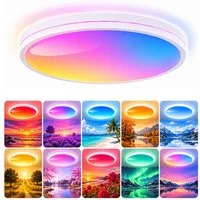 Sunicol LED Deckenleuchte Dimmable Sky Scenery Deckenlampe, Vollspektrum, RGB-Wechsel, 1800K-12000K Mehrfarbige Ambientlampe für Wohn-, Schlaf- und Esszimmer