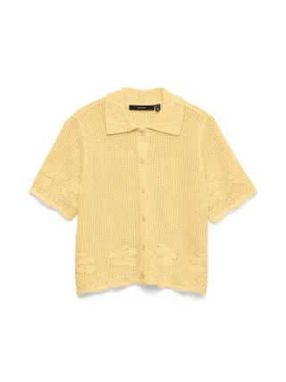 VERO MODA - VMMYSTIC BEACH 2/4 POLONECK CARDIGAN Golden Haze - Gr. - M
