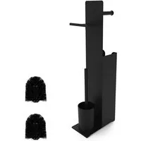 relaxdays WC-Garnitur mit Ersatzrollenhalt, schwarz