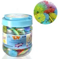 Smart-Planet 400 GLITZER Steckblumen in Dose - Schneeflocken zum Stecken 3,3 cm Konstruktions-Spielset, (400 St), Kinder - Montessori - Lernspielzeug - Steckbausteine ab 3 Jahre
