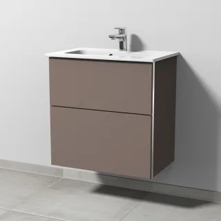 Sanipa 3way Waschtischunterbau zu Duravit ME by Starck Waschtisch mit 2 Auszügen, Taupe-Matt BP7221T