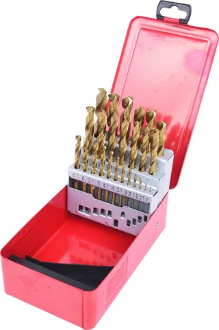KS Tools HSS TiN Spiralbohrer-Satz, Stahlblechkassette 25-tlg 1-13mm - 330.4613