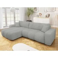MIRJAN24 Ecksofa Fetrinu Maxi Boucle, mit Schlaffunktion und Bettkasten, 274x145x82 cm, zwei Dekokissen