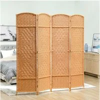 HOMCOM Paravent Faltbar Raumtrenner Stellwand Sichtschutz (Raumteiler, 4 St., Trennwand), für Wohnzimmer 180 x 180 cm Braun