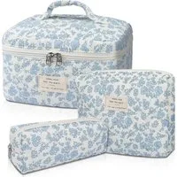 LuxusKollektion Kosmetiktasche 3-teiliges Reise Kosmetiktaschen Set Damen Blumenmuster Kawaii Mädchen
