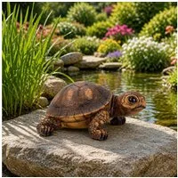 Online-Fuchs Teichfigur - Gartenfiguren Schildkröte - Teichdeko für außen, 18 cm groß, (wirkt täuschend echt, wetterfest), aus hochwertigem Kunstharz hergestellt - langlebige Qualität