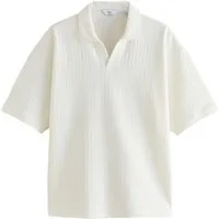 Next Poloshirt Seersucker-Poloshirt mit Trophy-Ausschnitt (1-tlg)