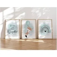 MeinBaby123® Poster Bilder Kinderzimmer, Poster Kinderzimmer Deko, Babyzimmer Deko, Spruch Wandbilder,  Boho,  Tiere