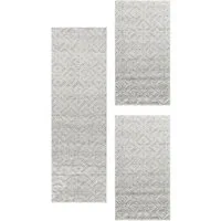 SIMPEX24 Hochflor-Bettumrandung Geometrisch Design, Höhe 20 mm, (Bett-Set, 3-tlg., Bettvorlage), Schlafzimmer Teppich Bettumrandung Läufer Set 3 teilig
