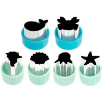 LEKKABOX Ausstechform 6er Set Gemüse Obst Mini Edelstahl Ausstecher klein Anti-Rutsch Griff, Hervorragend zum Ausstechen von Käse, Obst, Gemüse & Co.