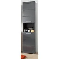 trendteam Hochschrank Amanda (Badschrank in grau, 2-türig, 37 x 190 cm) Hochglanz