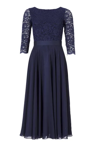 SWING - Cocktailkleid aus Spitze und Chiffon navy - Gr. - 44