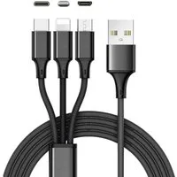 Ventarent Ladekabel 3 in 1 passt für iPhone 17 16 15 Pro Max Galaxy S25 S24 S23 Smartphone-Kabel, USB-A, Lightning, Micro-USB, USB-C (120 cm), Universal Handy passt für Apple iPhone, Samsung Galaxy, Huawei, Google