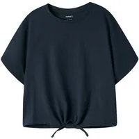 Name It Kurzarmshirt NKFVAYA SS LOOSE TOP NOOS Baumwolle, Schleifen-Detail am Saum