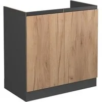 Vicco Unterschrank R-Line, Goldkraft Eiche/Anthrazit, 80 cm J-Shape, ohne Arbeitsplatte (1-St)