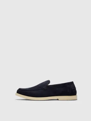 SELECTED MEN - SLMOWEN SUEDE CLEAN LOAFER Dark Navy - Gr. - 44