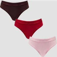 MP Damen Mid Rise Bikini-Slip (3er-Pack) - Blush/Rosenrot/Karamell - S