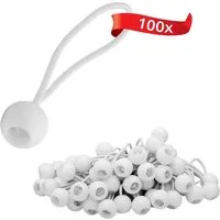 ECENCE Spanngurt 100x Spann-Gummi mit Kugel Weiss Planenspanner (100-St)