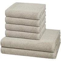 Cawö Handtuch Set Pure, Walkfrottee (Spar-Set, 6-St), 4 X Handtuch 2 X Duschtuch im Set - Baumwolle - Saugstark