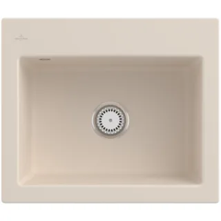 Villeroy und Boch Subway 60 S Einbauspüle 330901FU mit Ablaufgarnitur, 600 x 510 mm, Handbetätigung, ivory CeramicPlus