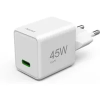 Hama Schnellladegerät, GaN, USB-C, Super-Mini-Charger, PD, 45 W, Weiß USB-Ladegerät
