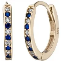 JOBO Paar Creolen, 333 Gold mit 20 Zirkonia blau weiß