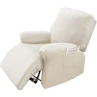 Qelus Relaxsesselhusse Samt Strecken Sesselschoner,Sessel überzug für Relaxsessel 1 Stück, Elastisch,Waschbar,Seitentaschen-Design,Sesselschoner Mit Armlehne
