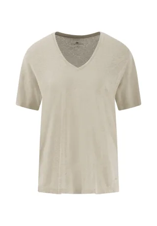 FYNCH-HATTON - V-SHIRT V-NECK LINEN sand - Gr. - S
