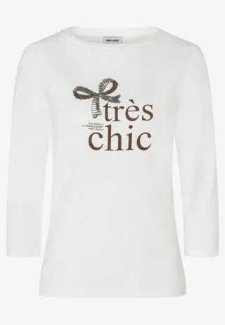 MORE & MORE - T-Shirt mit Schriftzug beige - Gr. - 46