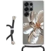 MuchoWow Handyhülle für Samsung Galaxy S25 Ultra Blume - Gläser - Transluzent, Tragbare Handyhüllen mit Kette zum umhängen, Handykette Handyband