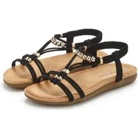 LASCANA Sommerschuh, offener Schuh, Sandale NEU mit elastischen Riemchen und kleinen Perlenelementen VEGAN