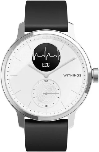 Withings ScanWatch 42mm Bluetooth Kunststoffarmband schwarz Edelstahlgehäuse silber