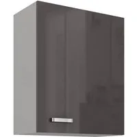 Küchen-Preisbombe Hängeschrank 60 cm Küche Bianca Grey Grau Hochglanz Küchenzeile Küchenblock