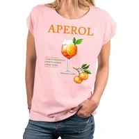 MAKAYA Print-Shirt Damen mit Orangen Motiv Aperol Spritz Glas Party Outfit Lässig Elegant (Schwarz, Weiß, Blau, Grau, Grün, Rosa, 34, 36, 38, 40, 42, 44, 46, 48, 50) große Größen