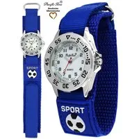 Pacific Time Quarzuhr Kinder Armbanduhr Fußball Stoffarmband Klettverschluß, Gratis Versand