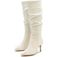 LASCANA Langschaft, High-Heel Stiefelette, Slouchy Boots, Stiefel, Reißverschlussstiefel mit elegant modischer Raffung