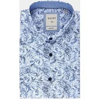 Haupt Kurzarmhemd Modern Fit Kurzarm Baumwoll-Herrenhemd Navy Print Style Sommer