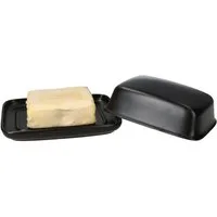 MamboCat Butterdose Runa Butterdose mit Deckel schwarz für 250g Butter-Schale Glocke, Steingut