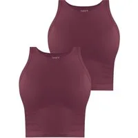 Janice Tanktop 2 x Damen crop Top hochgeschlossen Niah Kurzes Tanktop aus Baumwolle