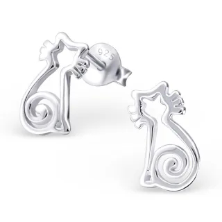 Katzen Ohrringe aus 925 Silber