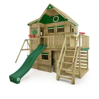Stelzenhaus Smart ArtHouse mit Schaukel - Spielhaus auf 2 Ebenen, 2,30m Höhe & 1,50m Balkon - Massivholz Garten-Spielturm für Kinder von Wickey