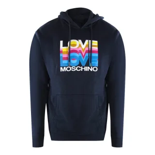 Love Moschino Multi Logo Navy Blue Hoodie