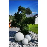 TRANGO LED Gartenleuchte, 3er Set 23400GB IP65 Gartenkugel *NATURE* in Granitstein-Optik, Kugelleuchte mit 20/30/40cm Durchmesser inkl. je 1x 5 Watt E27 LED Leuchtmittel, & je ca. 5 Meter IP44 Kabel Gartenleuchte