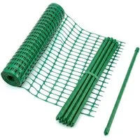 Floordirekt Weidenzaun Absperrzaun Chester Set 30m/50m Bauzaunnetz 20 Pfosten & Kabelbindern, (100 g/m), Absperrzaun / Bauzaun / Warnzaun / Gartenzaun