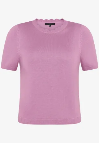 zero - Kurzarmpullover mit Wellensaum smoky grape - Gr. - 42