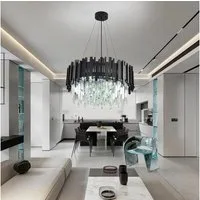 RRBEST Kronleuchter Kristall Leuchte, Kristall Deckenleuchte Silver, E14 Lichter, für Esszimmer, Küche, Wohnzimmer, Schlafzimmer, Flur, Café, Bar