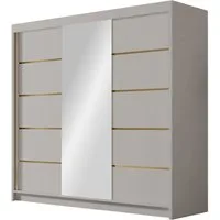 MIRJAN24 Kleiderschrank Evo VI (mit drei Schwebetüren) 200x58x215 cm, Frontspiegel 3 mm