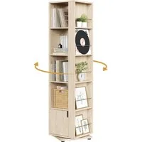 Yaheetech Bücherregal 360° drehbar, Drehregal 10 Fächer, 2 Verstellbare Einlegeböden, 42 × 42 × 169 cm