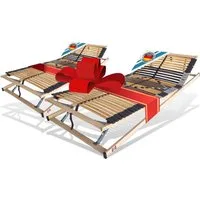 Lattenrost mit 42 Leisten, 100% Buche, 7 Zonen, MONTIERT bis 250 Kg BELASTBAR, Matratzen Perfekt, Kopfteil manuell verstellbar, Fußteil manuell verstellbar, Spar Set im Angebot vorhanden, Lattenrost mit Trio Kautschukkappen Top Lagerung der Leisten