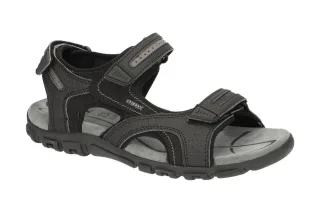 Geox U8224D 050AU C9310 Herren Sandale Schwarz/Grau - atmungsaktiv, wasserdicht